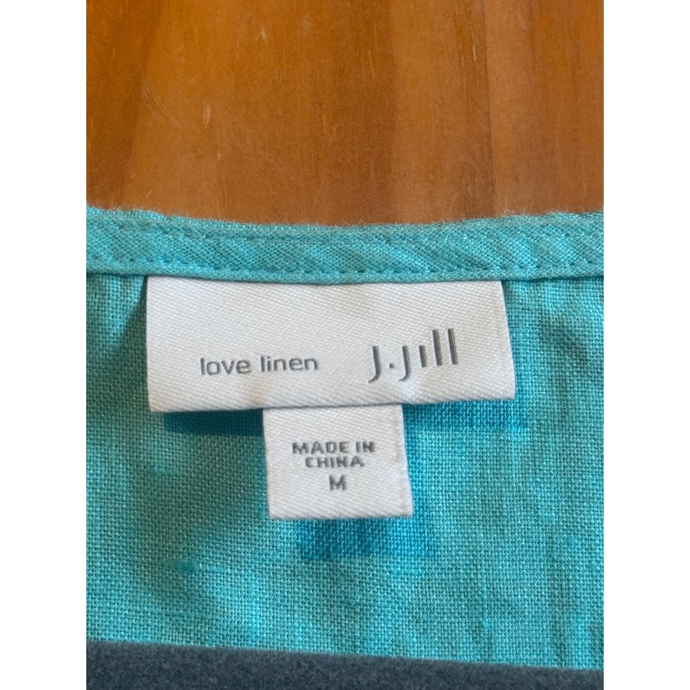 J.Jill Love Linen Sleeveless V-Neck High-Low Dress Turquoise Blue Womens Medium - Picture 5 of 9